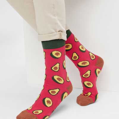 Calcetines orgánicos con aguacates - Calcetines de colores con estampado de aguacates