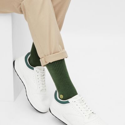Organic Socks Retro Style - Chaussettes de tennis vertes avec logo brodé