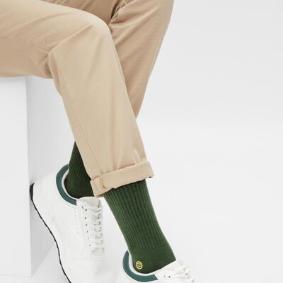 Bio-Socken Retro Style - Grüne Tennissocken mit gesticktem Logo