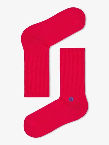 Organic Socks Retro Style - Chaussettes de tennis rouges avec logo brodé 3