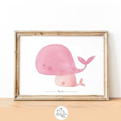 Children's decoration poster - Whales: Mother and child
