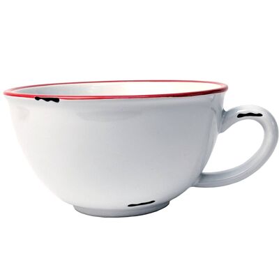 Tinware Latte Cup - White / Red Rim