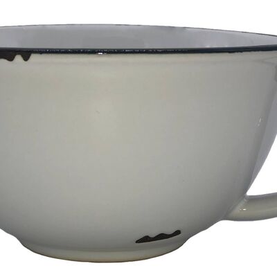 Tinware Latte Cup - White / Slate Rim