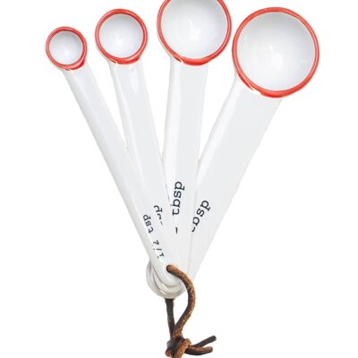 Tinware Measuring Spoons - White/Red