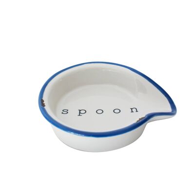Tinware Spoon Rest - White/Blue
