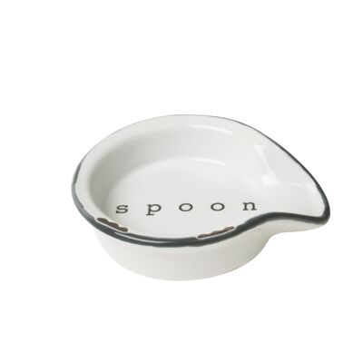 Tinware Spoon Rest - White/Slate