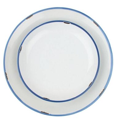 Tinware Side Plate - White/Blue