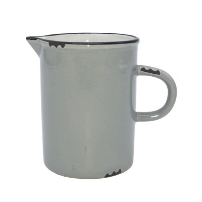 Tinware Creamer with Handle - Light Grey