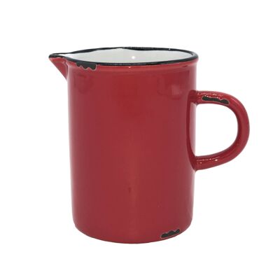 Tinware Creamer with Handle - Red