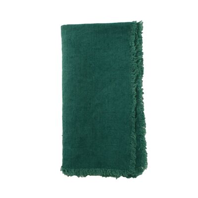 Lithuanian Linen Fringe Napkin - Forest Green