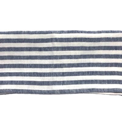 Linen Tea Towel - White/Indigo Stripe
