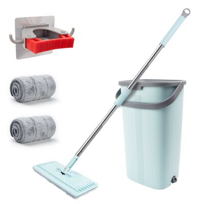 JOSKEL Mop and Bucket Set, Including 1 Mop Holder and 2 Reusable Pads.
