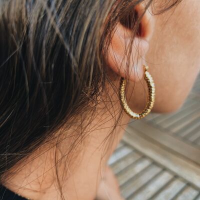Boucles d'oreilles créoles en peau de serpent Amélie - Or