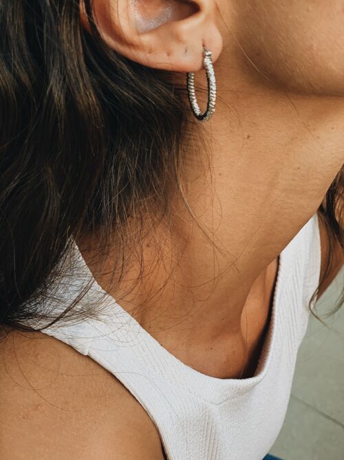 Amélie Snakeskin Hoop Earrings - Silver