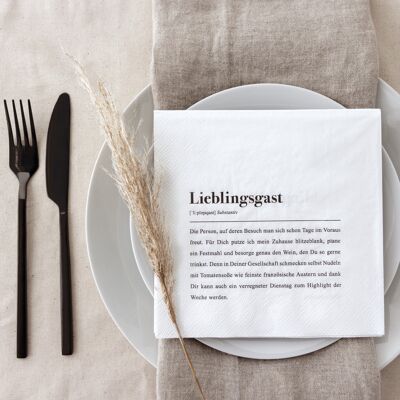 Paper napkins: favorite guest definition - pack of 20 pieces