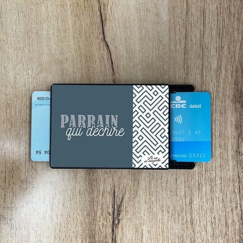 Porte carte idée cadeau parrain - protection skimming - Etui cartes bancaires parrain