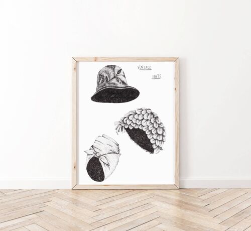 Vintage Hats A5 Art Print