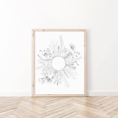 Wildflower Wreath A5 Art Print