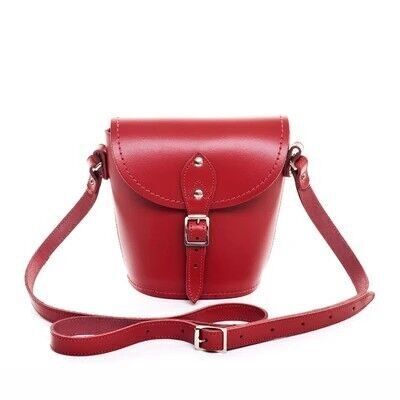 Bolso barril de cuero hecho a mano - rojo talla grande