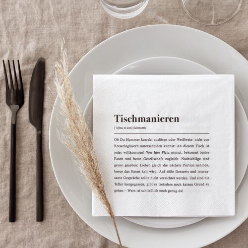 Papier-Servietten: Tischmanieren Definition - Packung á 20 Stück