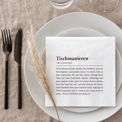Paper napkins: table manners definition - pack of 20