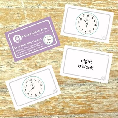 Time Matching Cards 1 - Uhr, viertel nach, halb nach