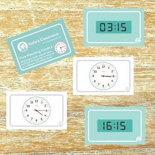 Time Matching Cards 2 - o'clock, quarter past, half past