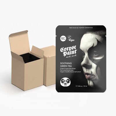 2 cajas (60 uds.): Pack de mascarillas de pintura cadáver, té verde, 25 ml