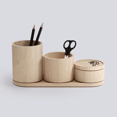 Stapel Schreibtisch-Organizer-Set aus Holz