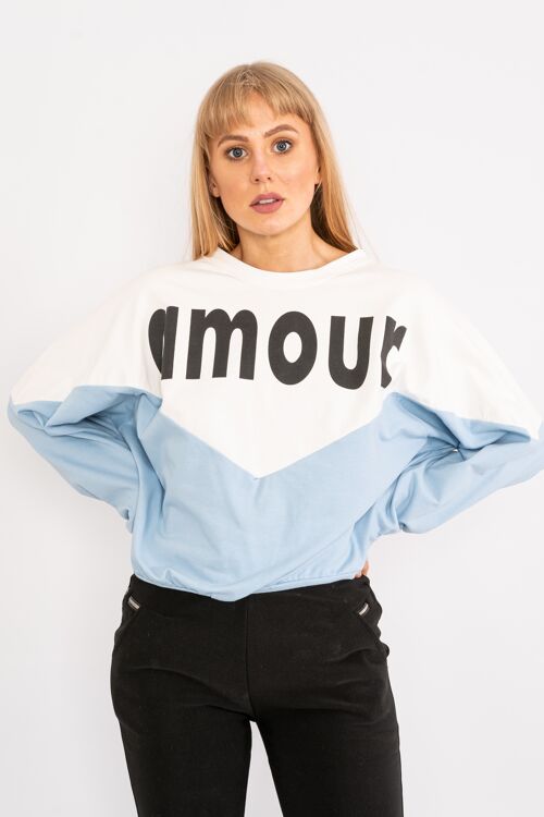 Blue 'Amour' colour patterned top