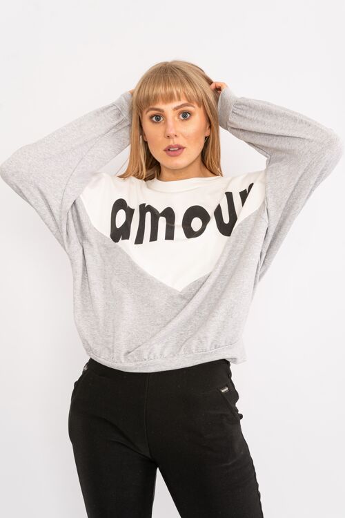 Grey 'Amour' colour patterned top