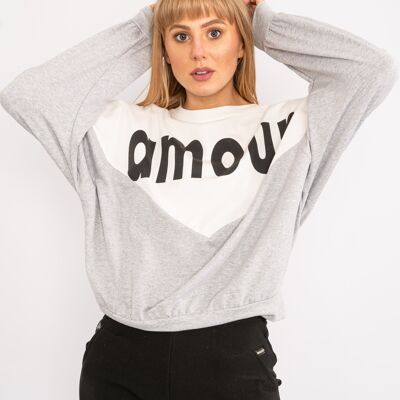 Grey 'Amour' colour patterned top