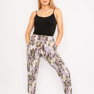Lilac drawstring camouflage bottoms