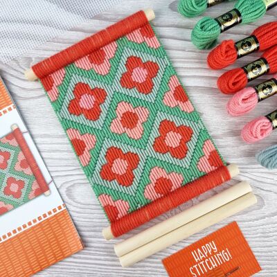 Tapiz Bargello, margaritas ditsy, kit de manualidades para colgar en la pared DIY