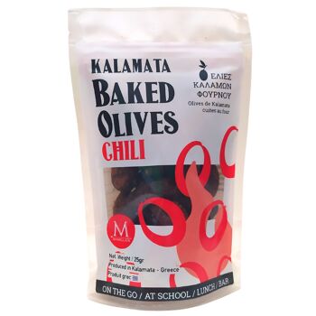 Olives Kalamata, cuites au four, collation saine, saveur Chili 1