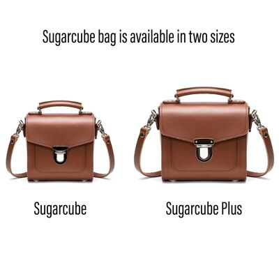 Handmade Leather Sugarcube Handbag - Chestnut - Plus