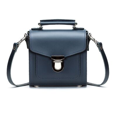 Borsa a mano Sugarcube in pelle fatta a mano - Navy - Small