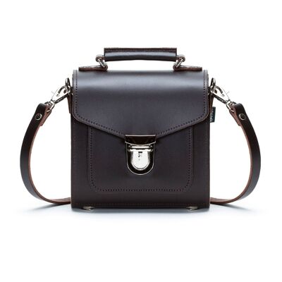 Borsa a mano Sugarcube in pelle fatta a mano - Marrone scuro - Piccola