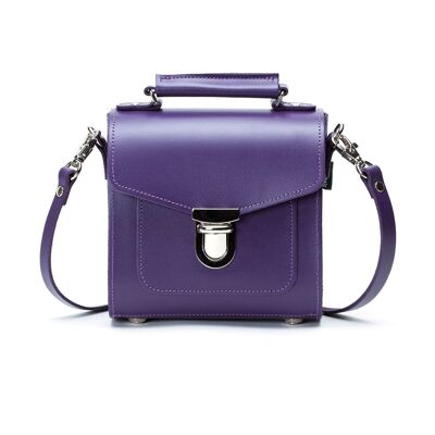 Handmade Leather Sugarcube Handbag - Purple - Small