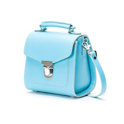Bolso Sugarcube de cuero hecho a mano - Azul pastel pastel - Plus