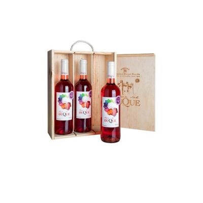 Caja de Madera de 3 Botellas de Vino Rosado Lagar del Duque DO Cigales 12,5%