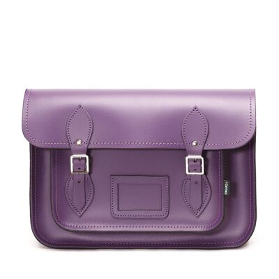 Handmade Leather Satchel - Purple - 16"