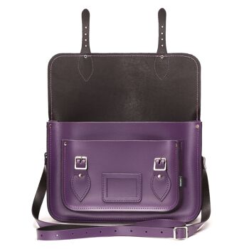 Cartable en cuir fait main - Violet - 16 " 4