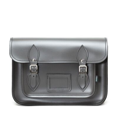 Handmade Leather Satchel - Graphite - 16"