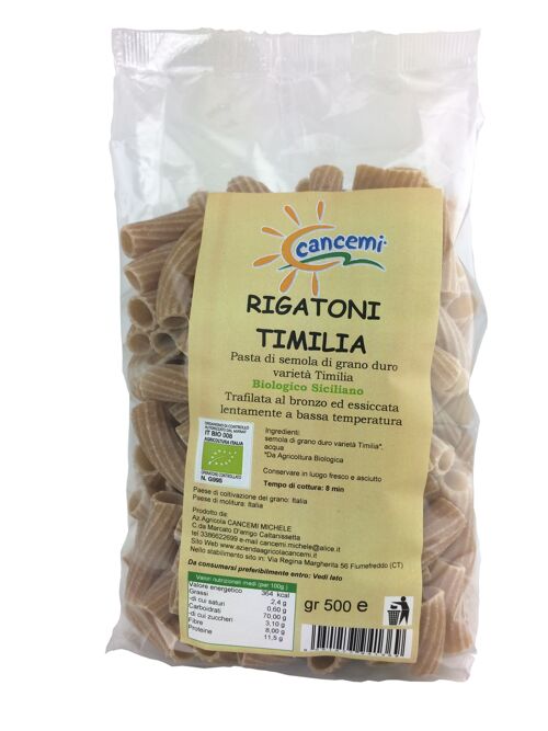 Pasta Rigatoni di grano varietà Timilia Biologico gr 500