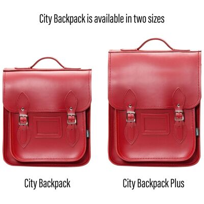 Handmade Leather City Backpack - Red - Plus