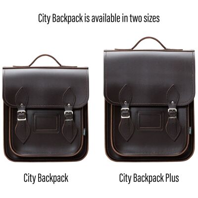 Handmade Leather City Backpack - Dark Brown - Plus