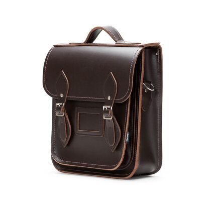 Mochila City de cuero hecha a mano - Marrón oscuro - Plus