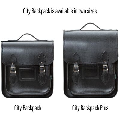 Handmade Leather City Backpack - Black - Plus