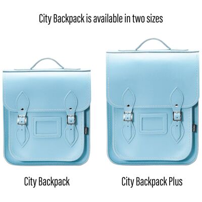 Leder City Rucksack - Pastell Baby Blue - Plus